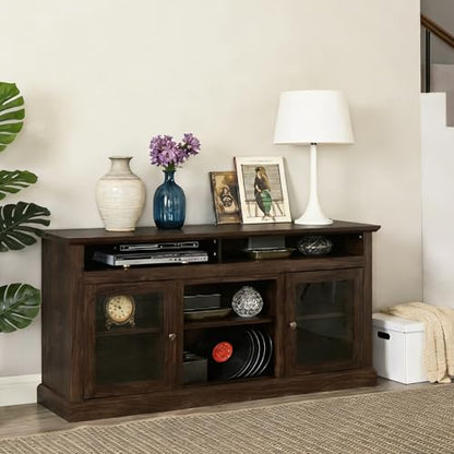 Farmhouse TV Stand for 65 Inch TV, Wide Entertainment Center, Brown, view 8