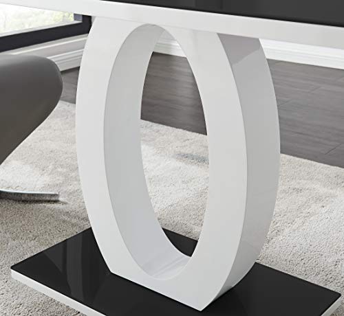 Giovani Black White High Gloss Glass Dining Table and 4 White Lorenzo Chairs Set