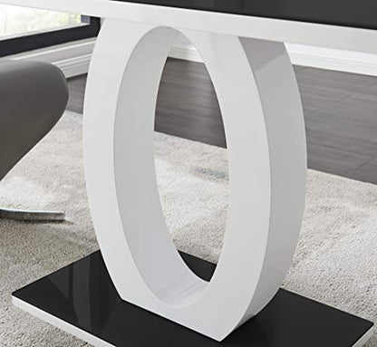 Giovani Black White High Gloss Glass Dining Table and 4 White Lorenzo Chairs Set