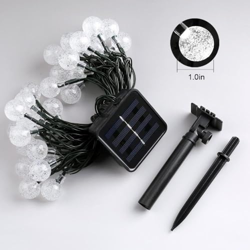 Solar String Lights Outdoor, 56ft 100 LED Globe String Light with 8 Mode, Waterproof Crystall Ball Lights Solar Patio Lights for Garden, Lawn, Patio, Gazebo, Yard, Outdoor Decor - Cool White