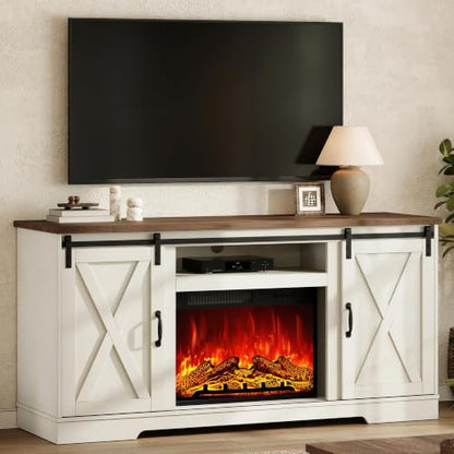 59" Fireplace TV Stand for TVs up to 65" with Sliding Barn Doors, view 2