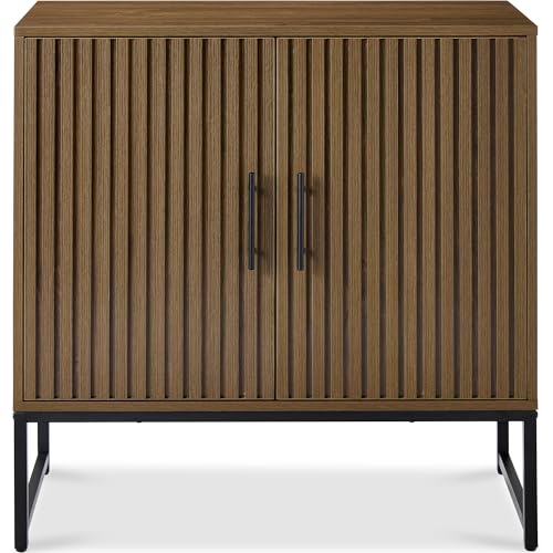 Best Choice Products Slatted Sideboard Buffet Cabinet, Entryway Table, Accent Storage Cabinet, Console Table for Hallway, Living Room, Dining Room – Dark Brown