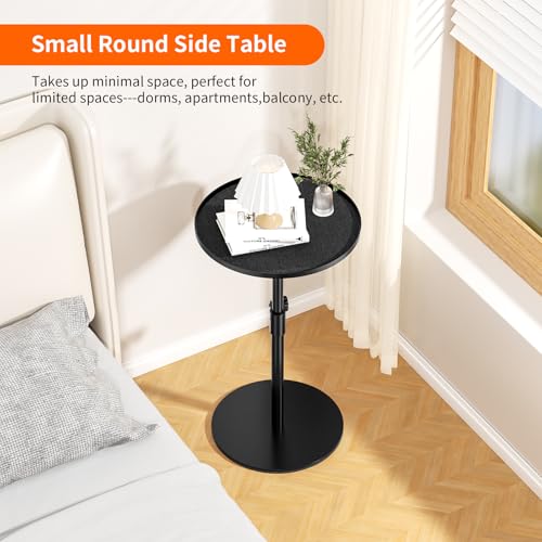 Metal End Table,Height Adjustable Side Table,12.6"W x 17 to 29.6"H | Space-Saving Small Drink Table for Small Spaces, Ideal for Living Room, Bedroom, Balcony and Office, Indoor & Outdoor