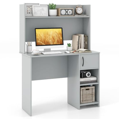 Computer Desk with Hutch, Home Office Desk with Adjustable Shelf, view 2