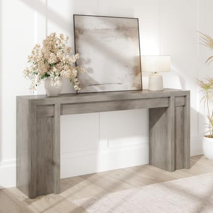 70.9 in Gray Entryway Table, Wooden Farmhouse Console Table Below Mounted TV, view 4