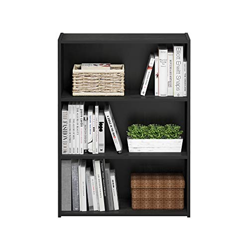 PASIR Book Shelf, 3-Tier Bookshelf, Storage Shelves Bookcase, 9.7 x 23.7 x 31.5, for Living Room, Bedroom, Home Office, Americano
