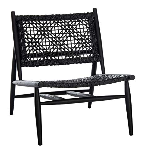 Safavieh Home Bandelier Black and Black Leather Weave Accent Chair