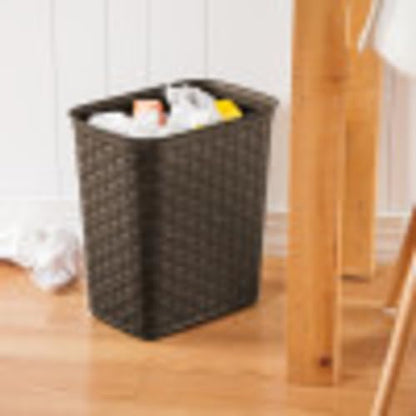 3.4 Gallon Weave Wastebasket, Small, Decorative Trash Can for the Bathroom, Bedroom, Dorm Room, or Office, Espresso Brown, 6-Pack