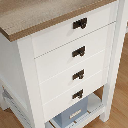 Cottage Road L Shaped Desk Computer Desk with Drawers, Home Office Desk with Optional File Cabinet Storage, Cable Management, in Soft White Finish
