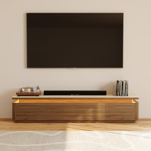 79" Fully Assembled TV Stand with Adjustable LED Lights, Walnut, view 6