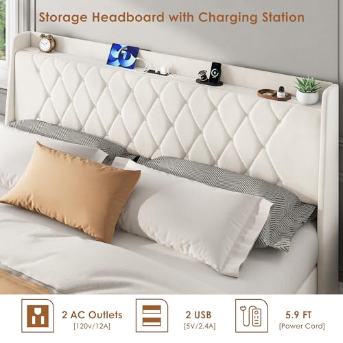 King Size Bed Frame with Storage, view 7