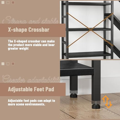70x70” Triple 5 Tier Book Shelf, Large Wooden Bookcase with 17 Open Display Shelf, Modern Tree Bookshelf Metal Frame Tall Book Case Furniture for Living Room Bedroom Home Office Black