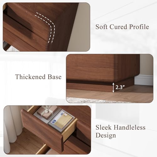 Walnut 6 Drawer Dresser for Bedroom, 48" Tall Chest of Drawers, view 6