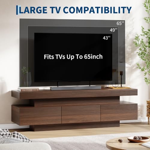60" TV Stand for 65 Inch TV with Storage Drawer & Open Shelves, view 5