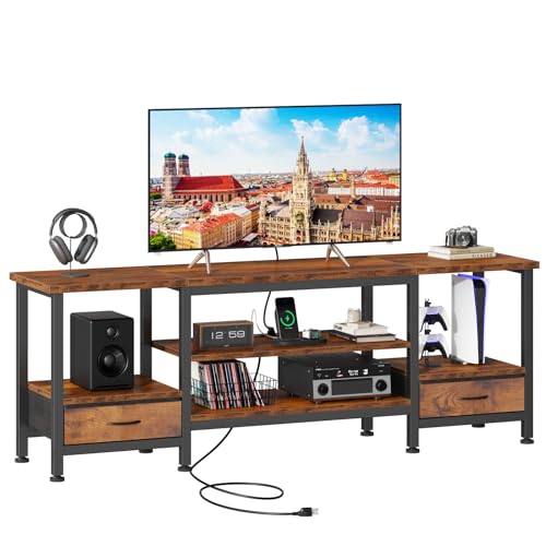 63" TV Stand with Fabric Drawers for 65 70 75 Inch TVs, view 2
