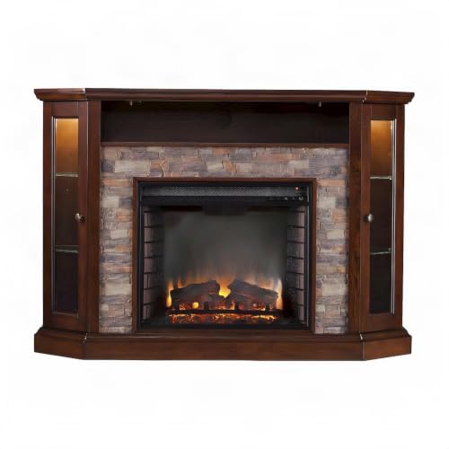 Corner Electric Fireplace with Mantel and Adjustable Shelves, view 2
