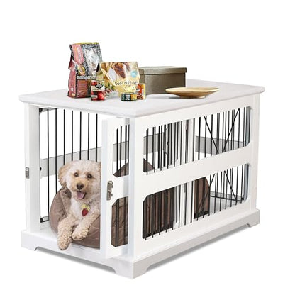 Slide Aside Dog Crate Furniture, Dual Function Side End Table with Sliding Door, view 2