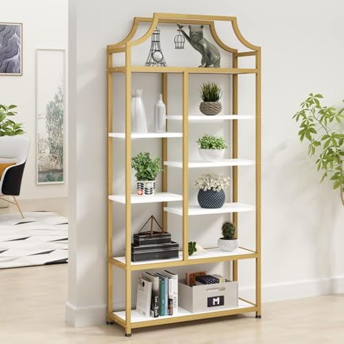 8-Tier Open Shelf Bookcase, 70.87"H x 31.5"L Lux Etagere Bookshelf, view 3