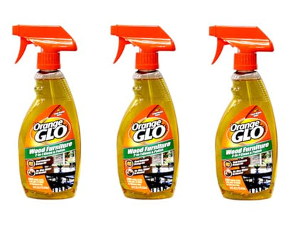 Orange Glo Wood Furniture 2-in-1 Clean & Polish Spray, Fresh Orange Scent, Real Valencia Orange Oil, 16 fl oz (Pack of 3)