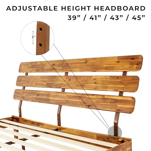 Caden 15 Inch Deluxe Bed Frame with Adjustable Headboard, Mid Century, view 5