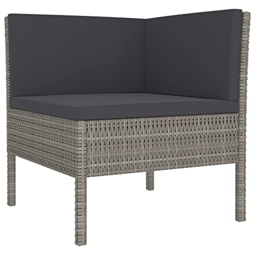 9 Piece Modular Garden Lounge Set, Outdoor Rattan Patio Furniture Sectional Sofa with Anthracite Cushions and Table, Grey Polyrattan Conversation Set for Backyard Porch