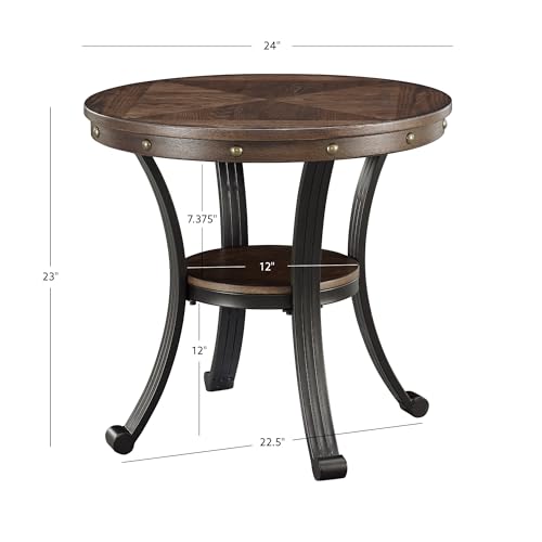 Powell Furniture Franklin Side Table, Small, Brown