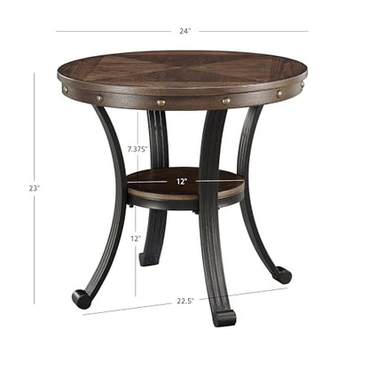 Powell Furniture Franklin Side Table, Small, Brown