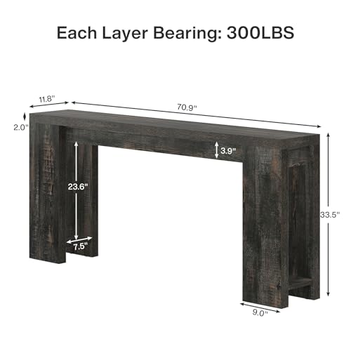 Tribesigns 70.9-Inch Extra Long Console Table, Farmhouse Wood Sofa Table Behind Couch, Narrow Entryway Accent Table for Living Room, Hallway, Entrance, Foyer, Black