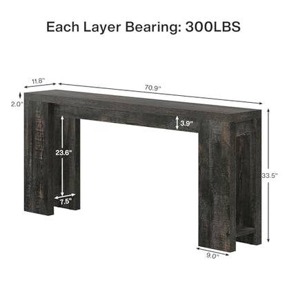 Tribesigns 70.9-Inch Extra Long Console Table, Farmhouse Wood Sofa Table Behind Couch, Narrow Entryway Accent Table for Living Room, Hallway, Entrance, Foyer, Black