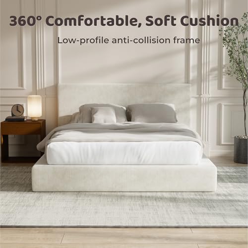 Upholstered Queen Bed Frame with Soft Headboard, view 6