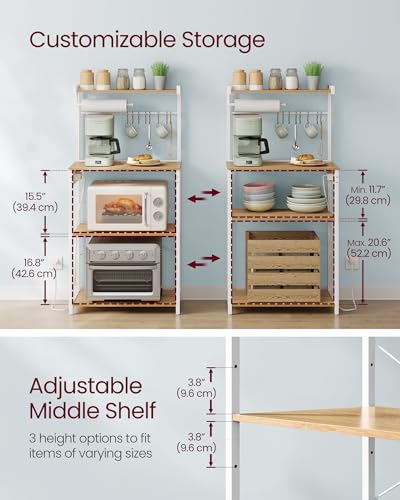 4-Tier Kitchen Bakers Rack with Power Outlet, 23.6-Inch Wide, view 4