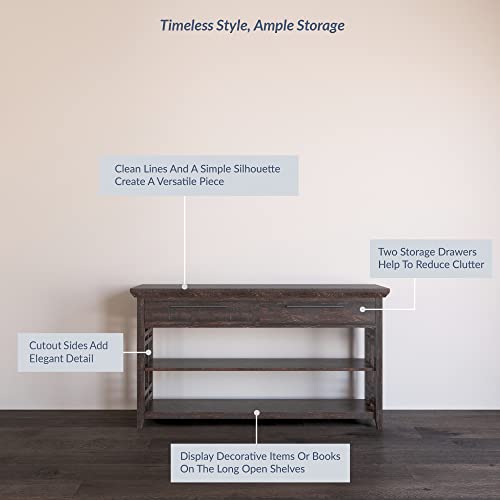 3 Tier Console Table with Two Storage Shelves & Drawers, Wood Accent Sofa Table for Entryway Living Room Hallway - 55 Inch - Norrell (Espresso)