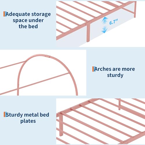 Twin Canopy Bed Frame with Upholstered Headboard, view 5