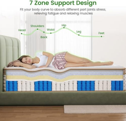 Luxury Full Size Mattress, 10 Inch Hybrid Mattress in a Box, Medium Firm, view 6