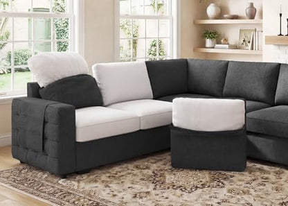 Sectional Sleeper Sofa with Pull-Out Bed Storage Chaise, 6 Seater Couch for Living Room, Dark Grey