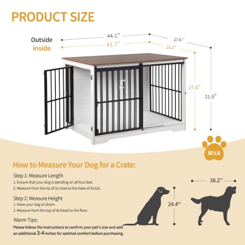 44.1" XL Dog Crate Furniture Indoor Dog Kennel with Barn Door, view 3