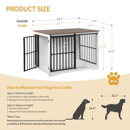 44.1" XL Dog Crate Furniture Indoor Dog Kennel with Barn Door, view 3