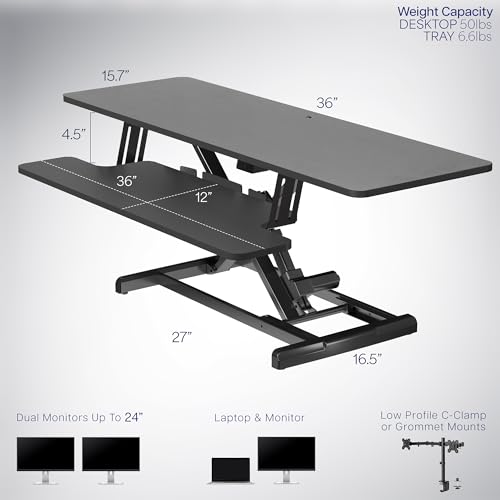 VIVO Black 36 inch Electric Desk Converter, DESK-VE36B, view 4