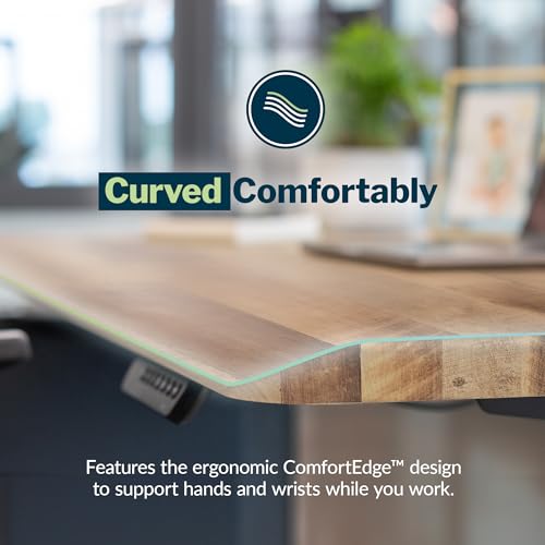 Vari ComfortEdge L-Shape Standing Desk, 80x80, Reclaimed Wood/Slate, view 7