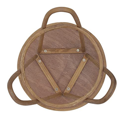 Rattan Side Table with Wicker Tray Top 20x23'', Boho Hand-Woven End Table, Small Round End Table with Hairpin Legs, Coffee Table Set for Living Room, Bedroom (Handcraft)