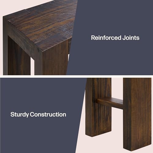 Classic Solid Wood Console Table - 56 Inch Modern Farmhouse Entryway Table - Easy Assembly Living Room Furniture for Behind The Couch, Entryway, or Hallway (Brown)
