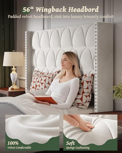 King Size Bed Frame with 56" Headboard, view 6