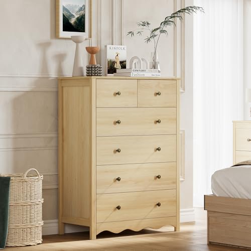 44” Tall Dresser for Bedroom with 6 Drawers (Natural), view 4