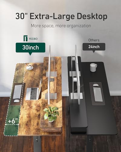 55" x 30" Standing Electric Desk with Drawers, Rustic Brown, view 7
