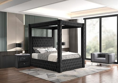 Velvet Four Poster Bed Frame, view 4
