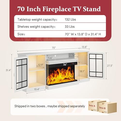 70'' Fireplace TV Stand, view 3