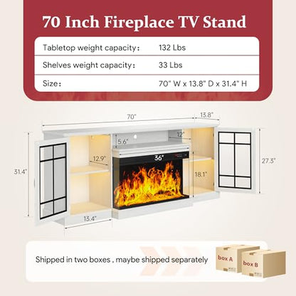 70'' Fireplace TV Stand, view 3