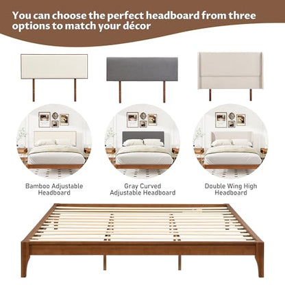 Modern Bamboo Japanese Joinery Queen Bed Frame, Tools Free, Brown, view 7