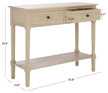 SAFAVIEH Furniture - Samantha 2-Drawer Console Table - Sand - Solid Wood - Classic Storage Design - Ideal for Entryway, Living Room, Hallway, 35.8" W x 13.8" D x 29.5" H (AMH5710J)