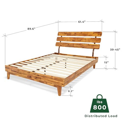 Caden 15 Inch Deluxe Bed Frame with Adjustable Headboard, Mid Century, view 3